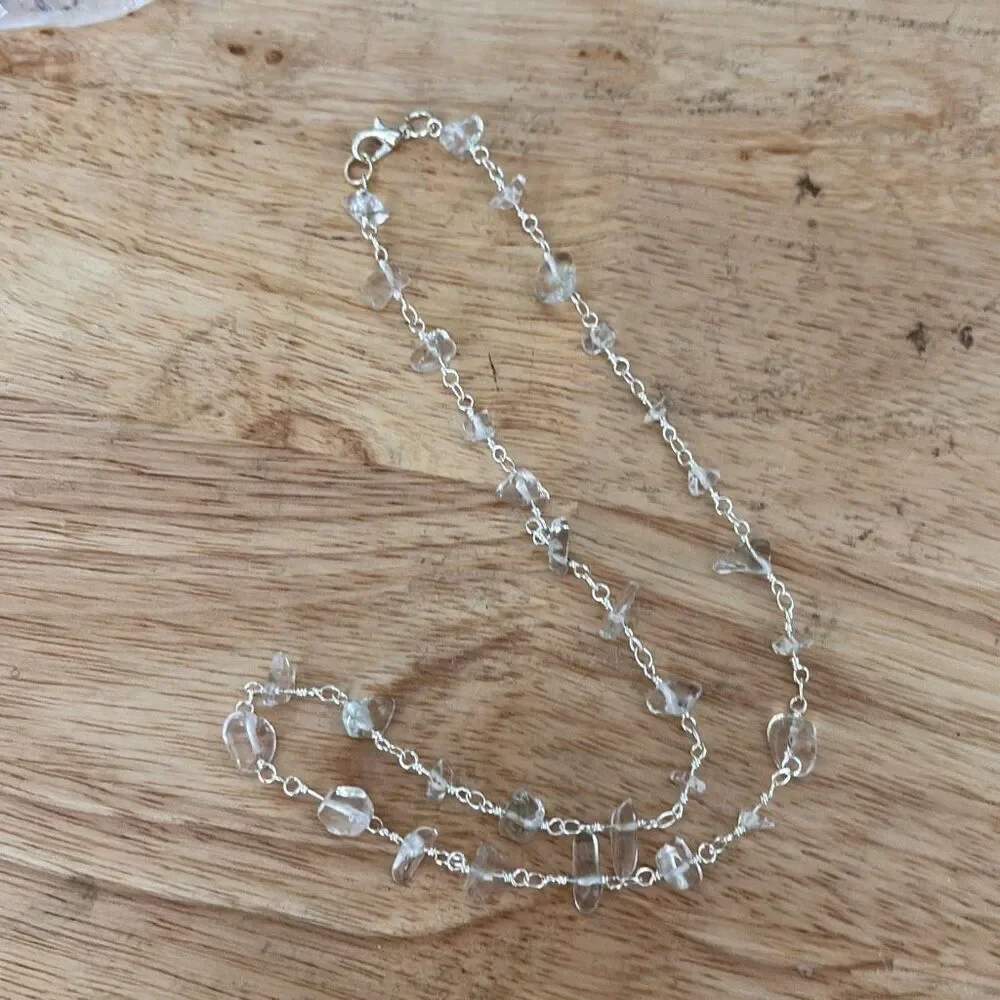 Sparkling Crystal and Silver Necklace, 18”, NEW, Handmade
